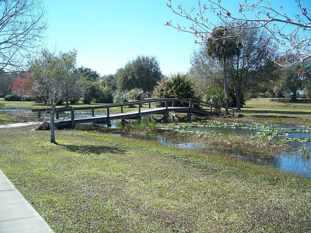 Wooden bridge to stroll the other side of the park.
