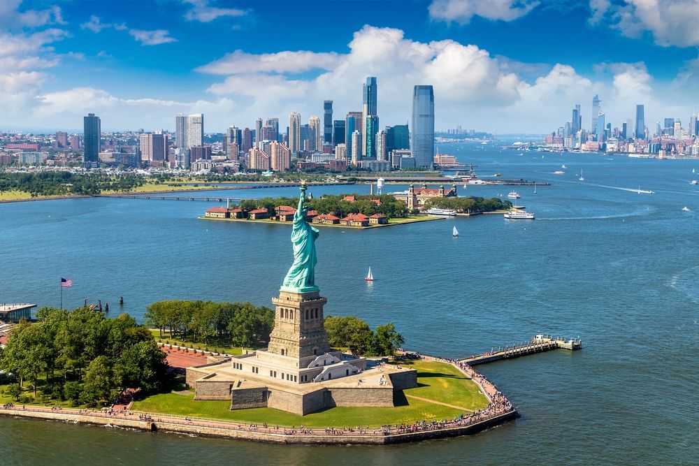 Bird's eye view of Statue of Liberty