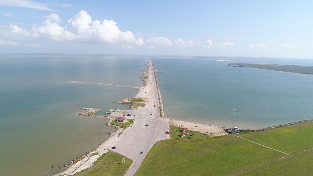 Aerial view of the Texas City Dike.