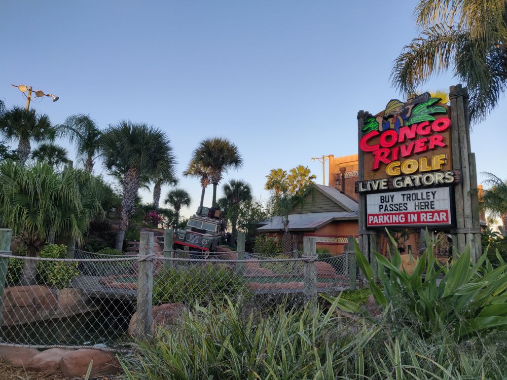 Name sign and fence of Congo River Golf.