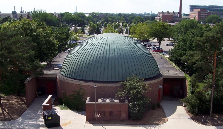 Aerial view of Abrams Planetarium
