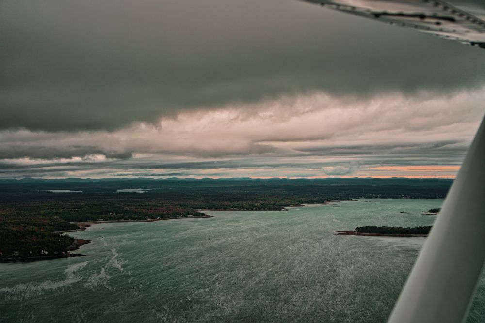 Scenic view of Acadia national park from a plane