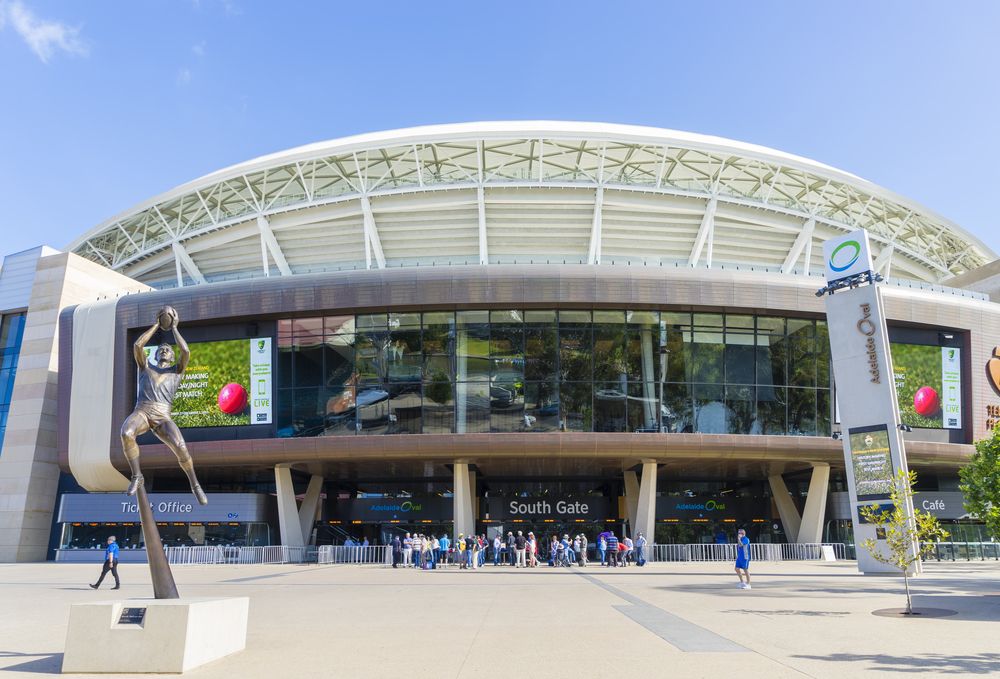 Visitors entering the Adelaide Oval stadium