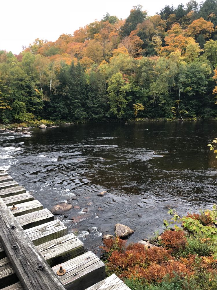 Railroad passing through the beautiful Adirondack mountain