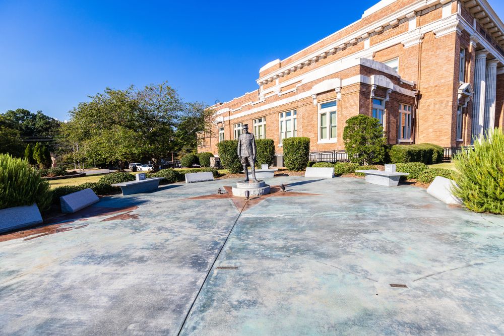 The grounds of Admiral Towers Plaza