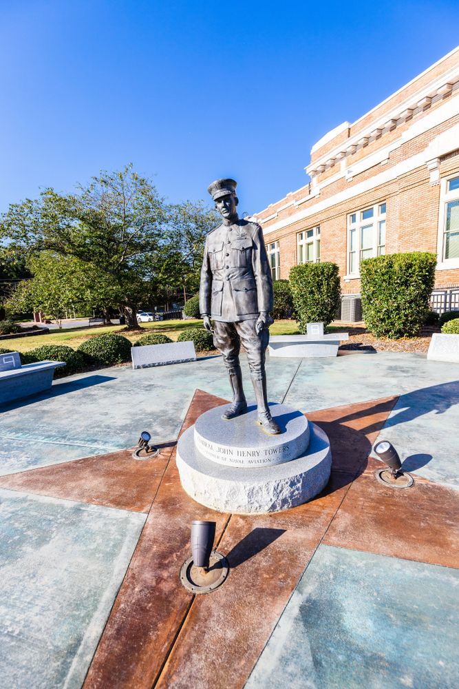 Admiral John Henry Towers statue in Admiral Towers Plaza