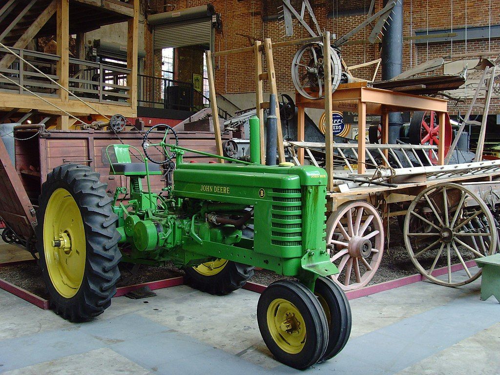 Display of a vintage tractor in Agricultural & Industrial Museum