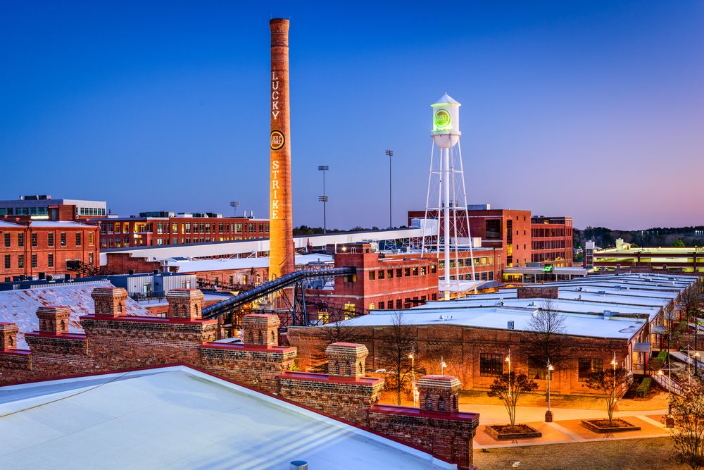 Night scene at American Tobacco Campus