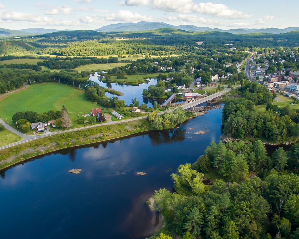 Aerial view of Ammonoosuc River