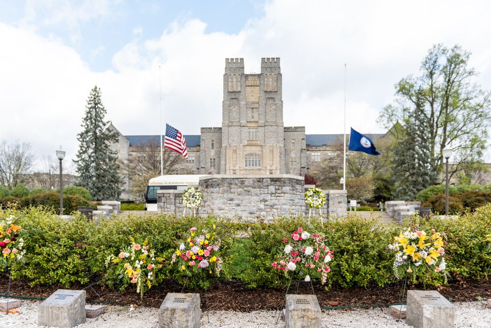 April 16 Memorial decorated with flowers