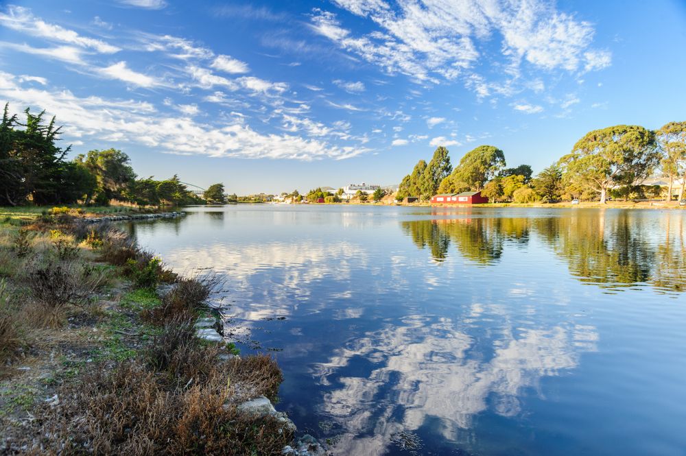 Scenic view of the lake at Aquatic Park