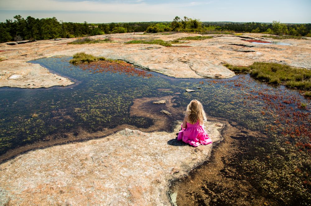 A girl enjoying the view of the Arabia Mountain National Heritage Area