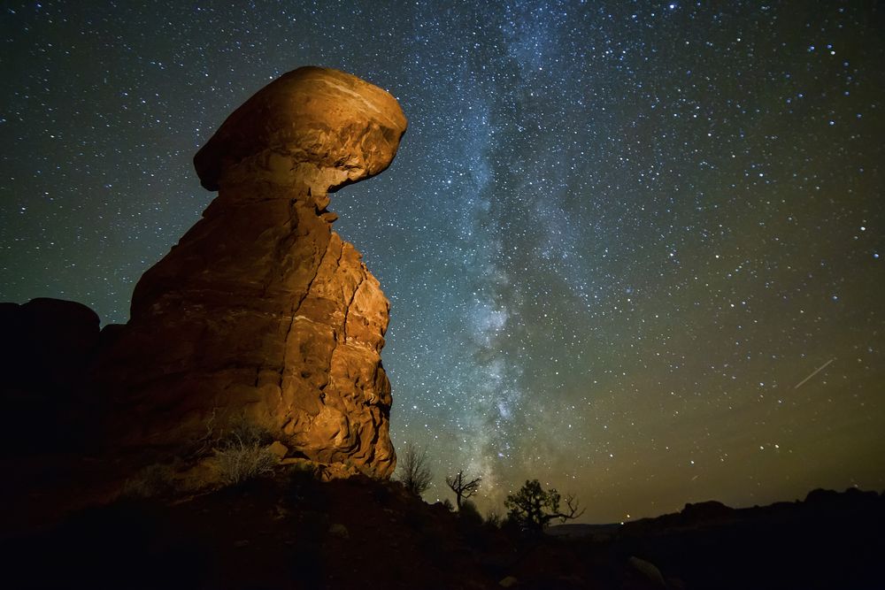Night view of the Balanced Rock