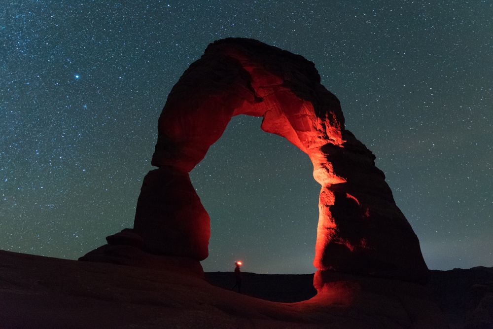 Night view of Delicate Arch
