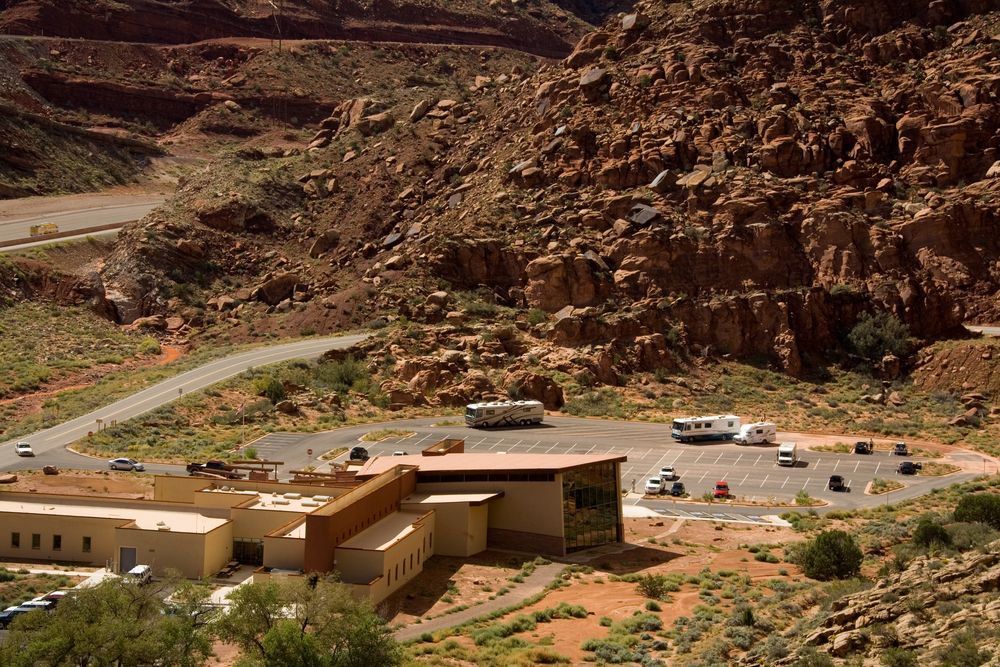 Aerial view of Arches National Park Visitor’s Center