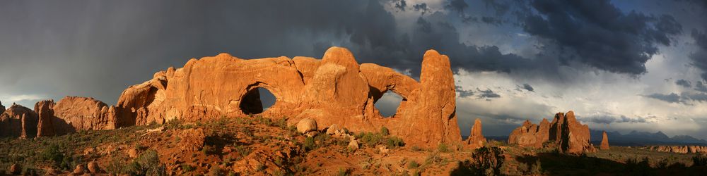 Storm clouds above Windows Section arch