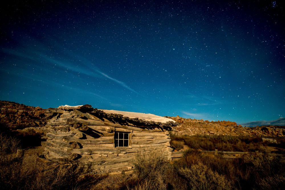 A log cabin at Wolfe Ranch