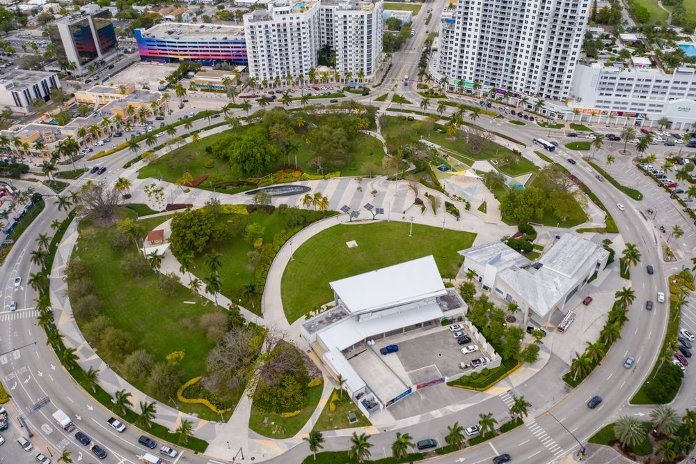 Aerial view of Arts Park at Young Circle