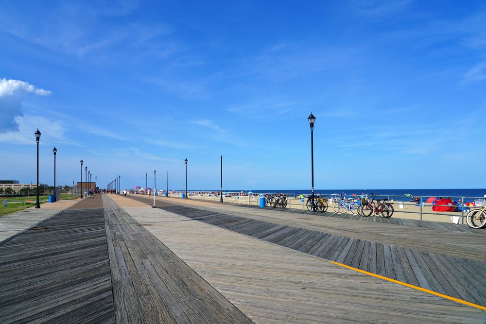 Bikes parked along Asbury Park Boardwalk