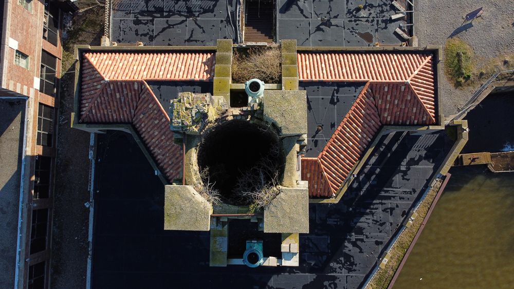 Top drone shot of the Asbury Park Steam Plant