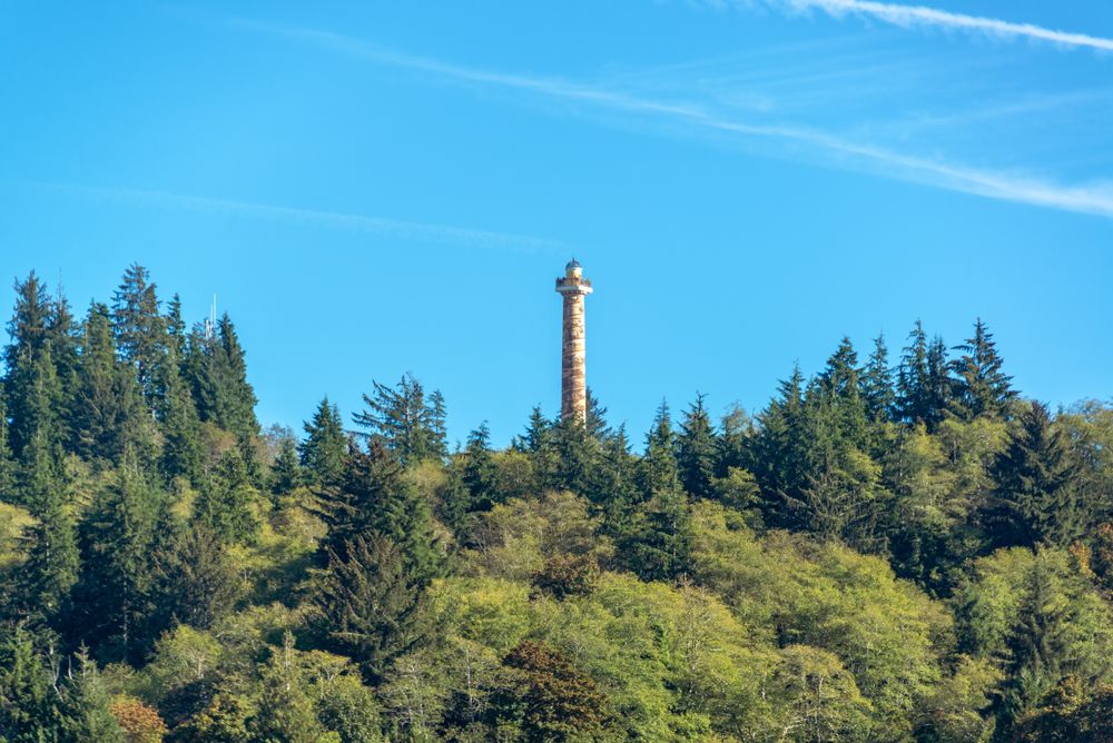 The top half of Astoria Column seen from afar
