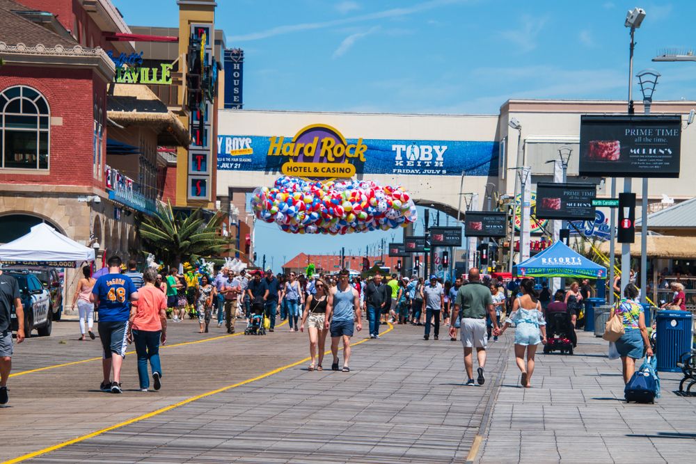 People strolling at Atlantic City Boardwalk