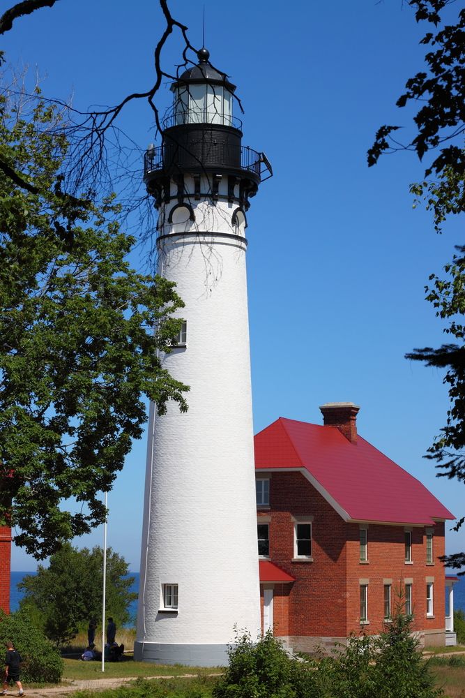 Tall white Au Sable Light Station