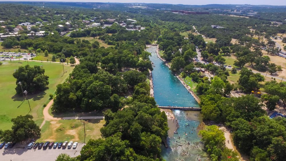 Aerial view of the Barton Springs Pool