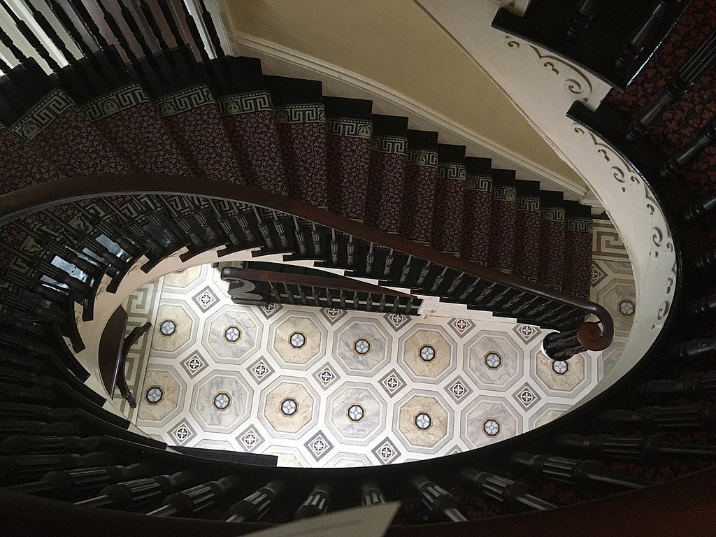 Curvy stairs at Bartow-Pell Mansion Museum