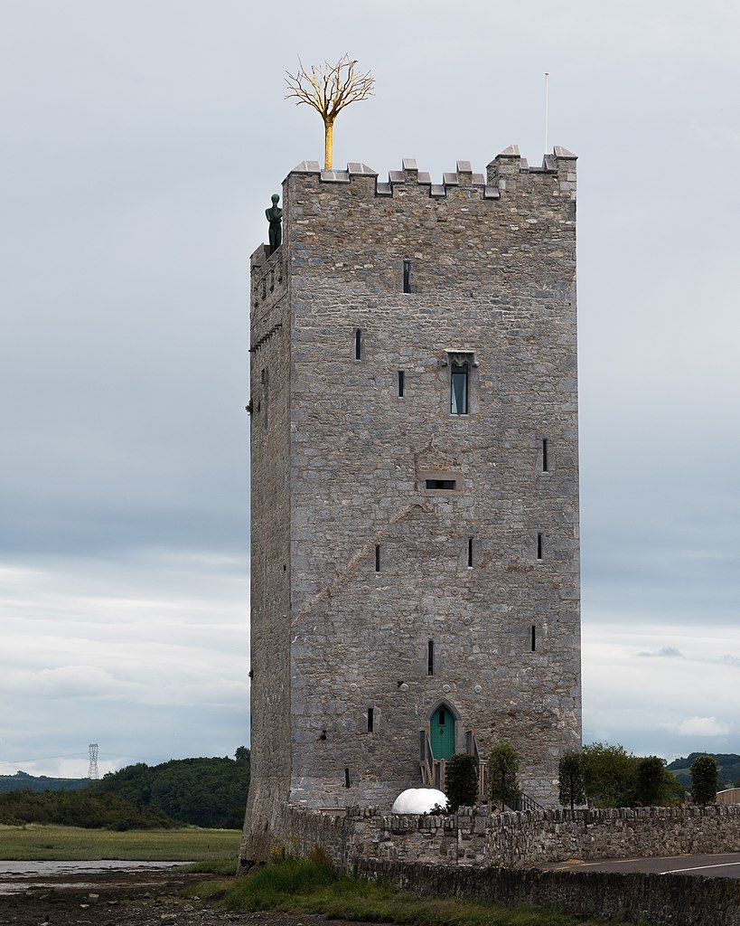 Closer view of the stone architects of Belvelly Castle