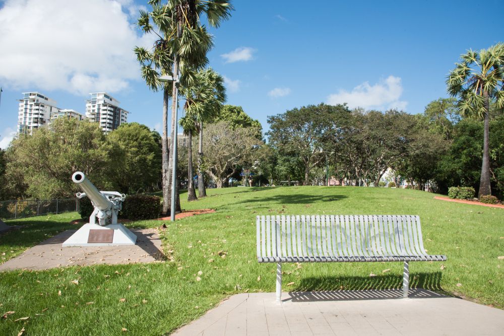 Display of a cannon at Bicentennial Park