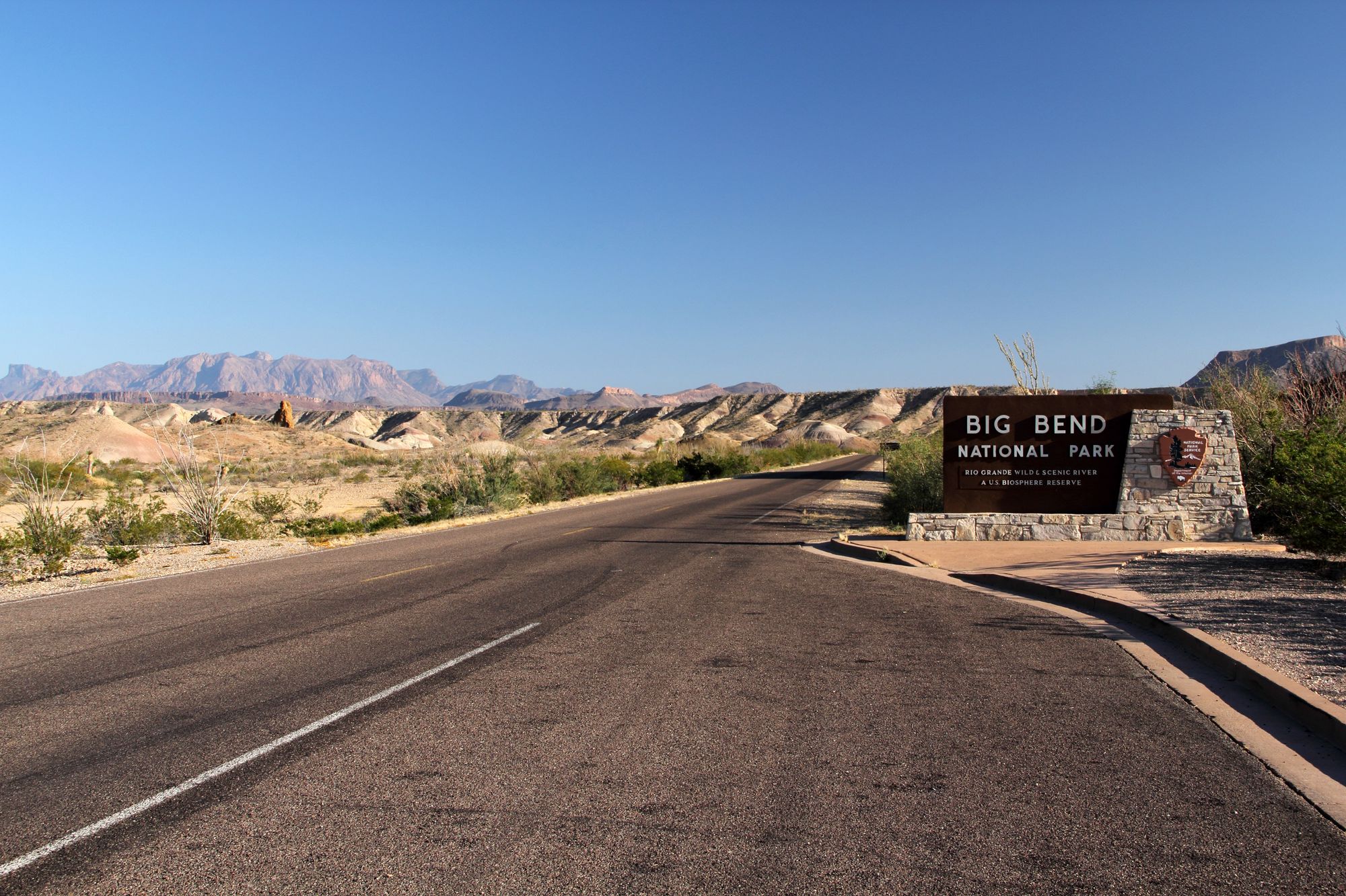 Entrance road sign of Big Bend National Park