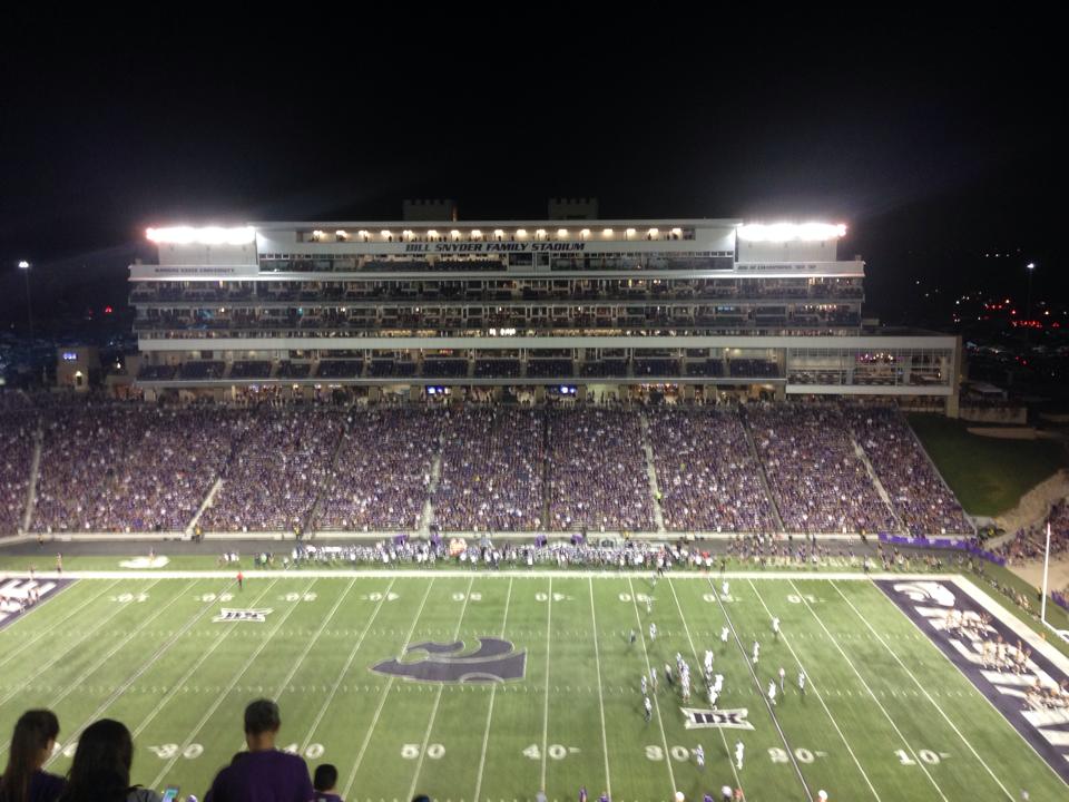 Audience watching a game at Bill Snyder Family Stadium