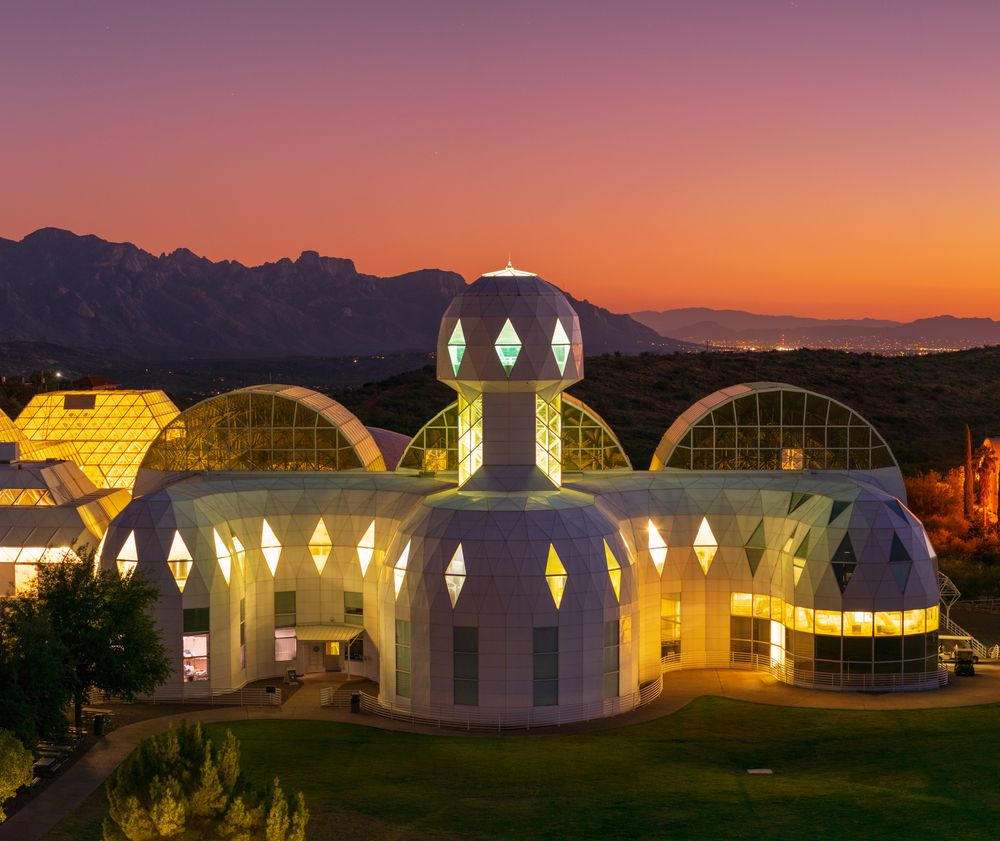 Biosphere 2 during twilight