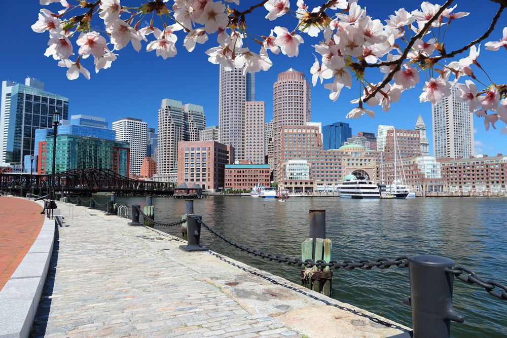 Boston Harborwalk during spring