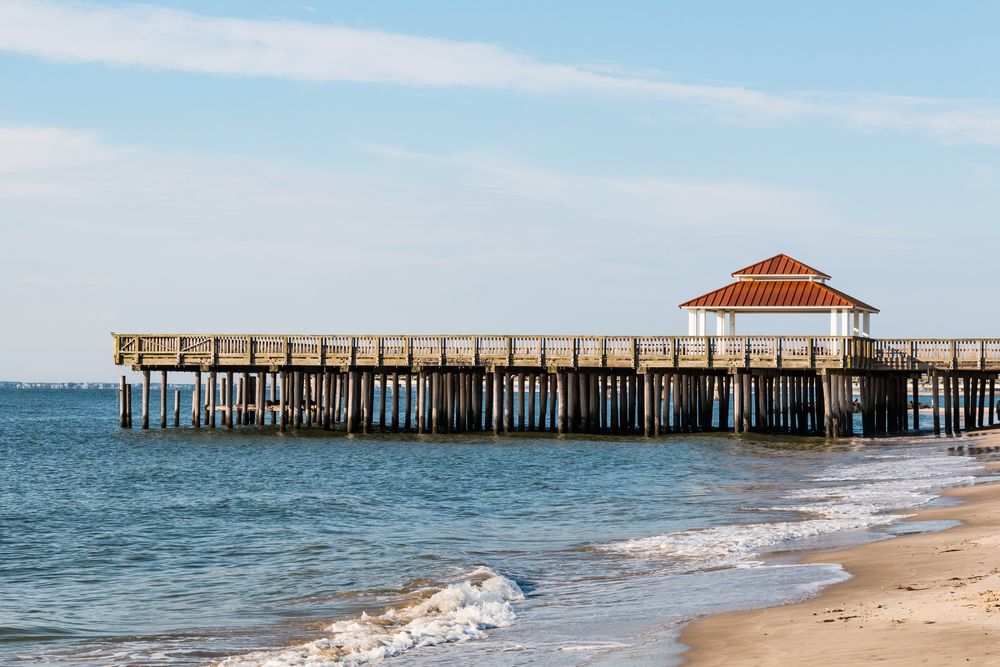 view of pier at Buckroe Beach and Park