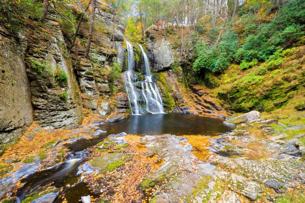 Beautiful Bushkill Falls on a sunny day