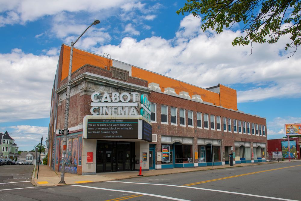 Exterior view of Cabot Street Cinema Theatre