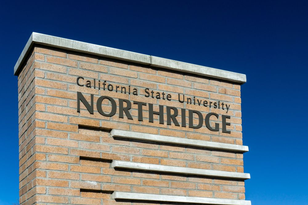 Entrance sign of California State University in Northridge, Los Angeles