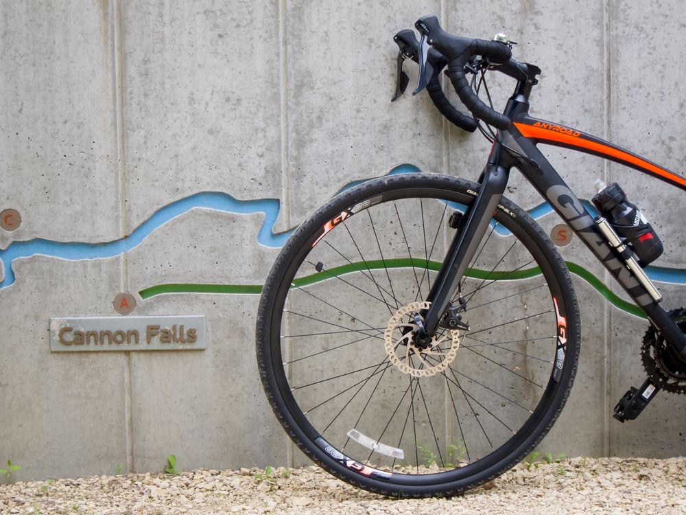 A bike parked along the Cannon Valley Trail