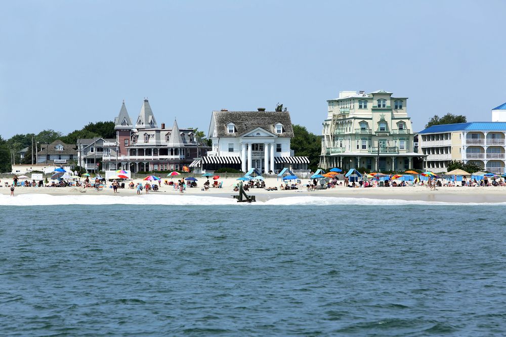 People indulging in various activities at Cape May Beach