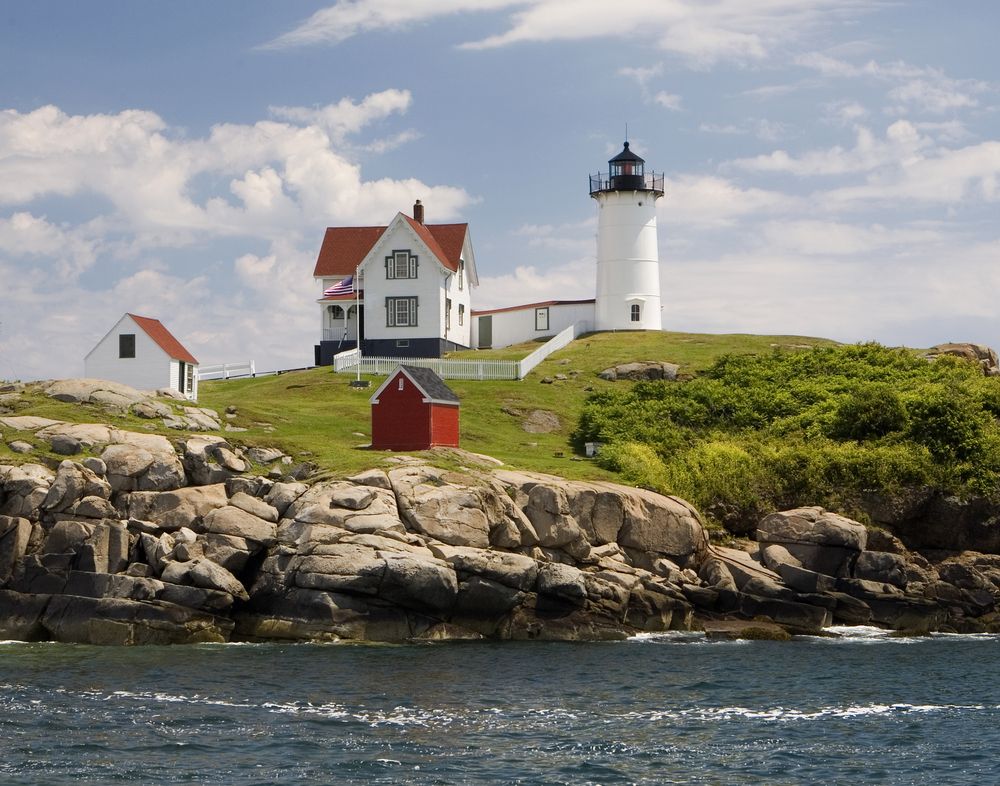Daytime view of Cape Neddick Nubble Lighthouse
