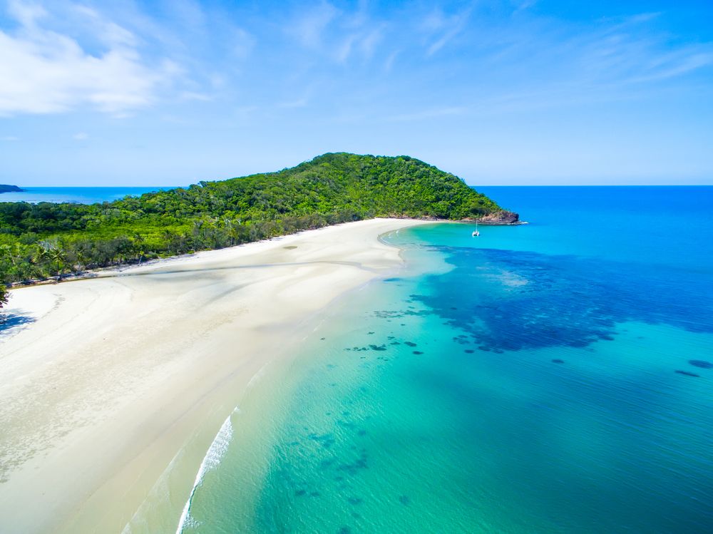 Aerial view of Cape Tirbulation beach