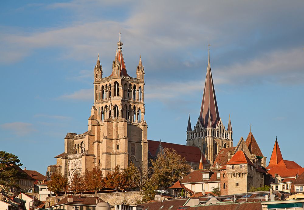 Exterior of Cathedral of Notre Dame in Lausanne