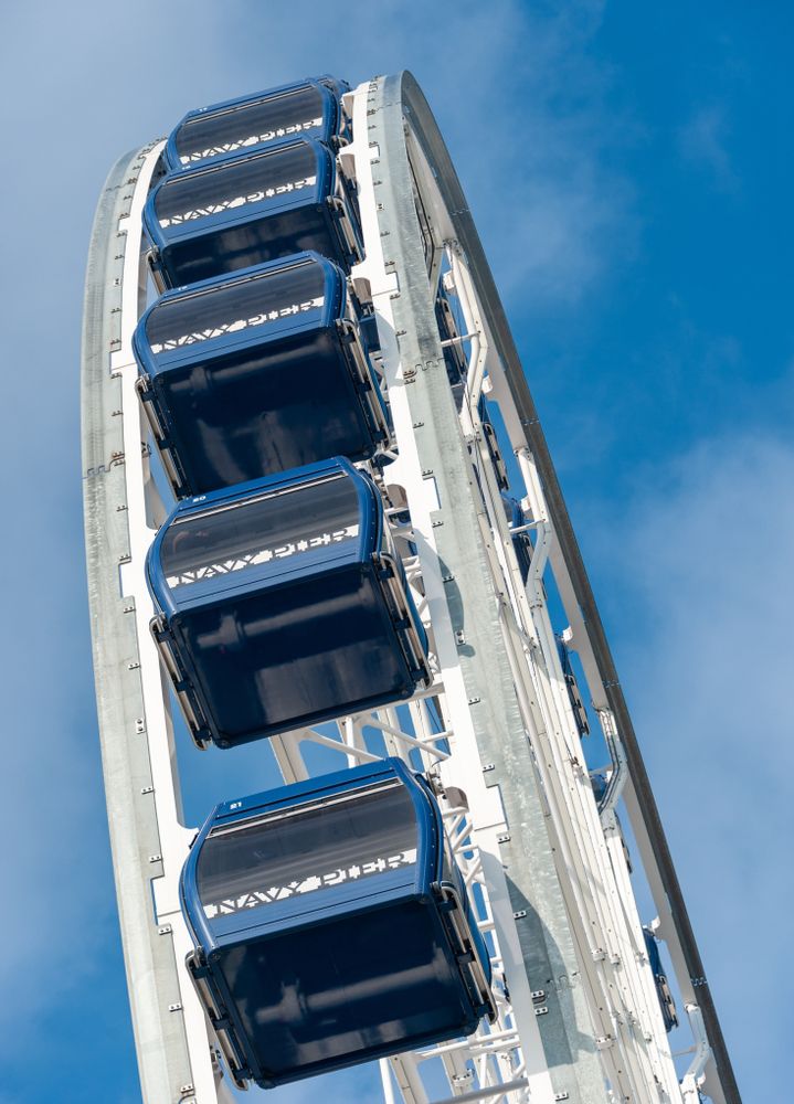 Closeup of the cabins at Centennial Wheel