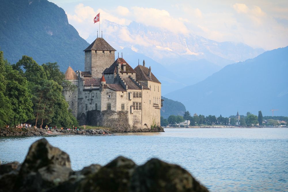 The exterior of Chateu De Chillon Castle