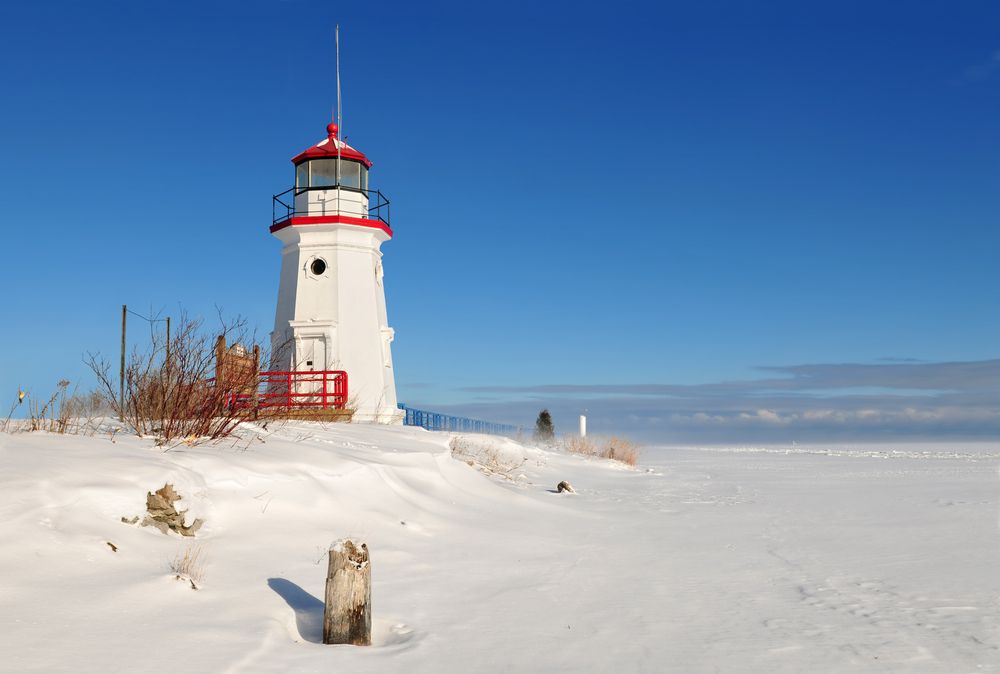 Shoreline at Cheboygan Crib Lighthouse