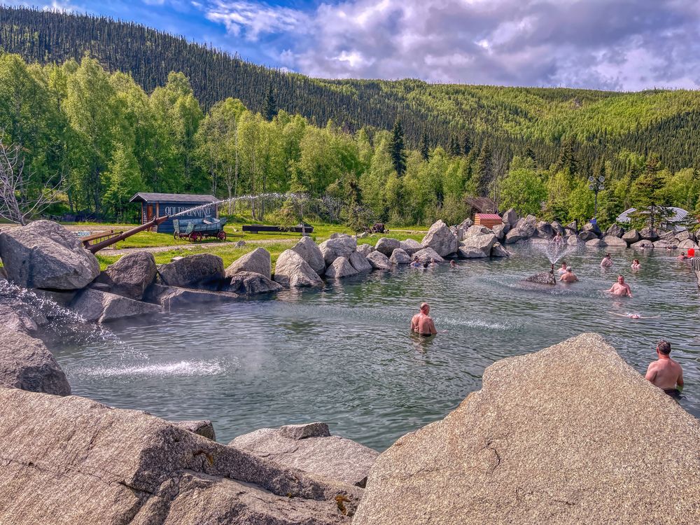 Visitors relaxing at Chena Hot Springs