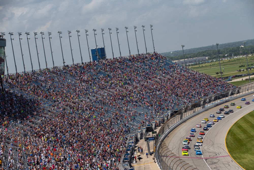 People and cars at Chicagoland Speedway