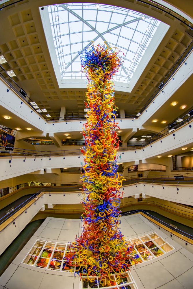 Colorful centre art piece at Children's Museum of Indianapolis